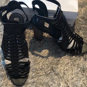 Steve Madden sandrina black leather heel